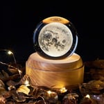 Veilleuse Boîte à musique, boule de cristal avec veilleuse de nuit Boîte à musique avec socle en bois pour projecteur à del pour Noël, cadeau de