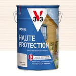 V33 Lasure Bois extérieur Cèdre blanc satin - Haute Protection 8 ans - Haute résistance hydrofuge et anti-UV - Résiste aux variations du bois - Ecolabel, résine d'origine végétale - 5L