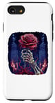 Coque pour iPhone SE (2020) / 7 / 8 Rétro Squelette Main Gothique Rose Rouge Fleur Halloween Design