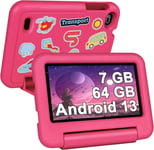 Tablette Enfants 7 Pouces Android 13,7Go Ram + 64Go Rom(Tf 1 To) Quad Core,Tablette Éducative Avec Certifié Gms,Bluetooth,Contrôle Parental,Wifi,Kids Tablettes Avec Étui Anti-Chute-Rose