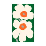 Marimekko Unikko 60-årsjubileum tyg bomullssatin Green-off white-orange