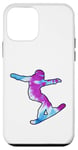 Coque pour iPhone 12 mini Snowboard Bleu Violet Blanc Tie Dye Snowboader