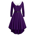 Santa Claus Costume Sexig V-ringad julklänning dam Långärmad Vintage Plus Size 5xl Sida Snörklänning grinch klänning Purple