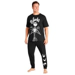 Disney Pyjama Homme Humoristique, Ensemble de Pyjama Humour Taille M-3XL, Grincheux, Donald Duck, Jack Skellington (Noir Jack, M)