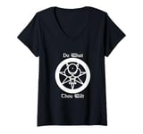 Womens Do What Thou Wilt Thelema Crowley Mark of the Beast 666 V-Neck T-Shirt