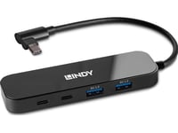 Lindy 43334, Usb 3.2 Gen 2 (3.1 Gen 2) Type-C, Usb 3.2 Gen 2 (3.1 Gen 2) Type-A, Usb 3.2 Gen 2 (3.1 Gen 2) Type-C, 10000 Mbit/S, Svart, Akrylnitrilbutadienstyren (Abs), Gjuten Aluminium, Härdat Glas, 100 W