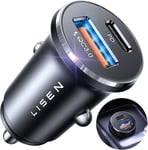 LISEN 54W Car Charger, USB C Car Phone Charger Adapter Fast Charge for IPhone 15