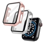 OFFCUP 2pcs PC Coque Compatible avec Apple Watch Serie 3 2, 42mm Protection Écran Case Ultra Mince Verre Trempé Or Rose pour iWatch Series 3 2