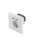 Lanberg - power socket-outlet - 1 gang - 1 power socket 2 USB sockets - white RAL 9003