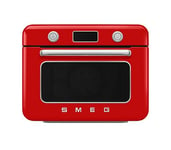 Smeg, Mini Four Combiné COF01RDEU, 10 Fonctions de Cuisson, 33 Recettes Automatiques, Réservoir Amovible, Cuisson à la Vapeur, Fonction de Détartrage, Puissance 1800W, Rouge