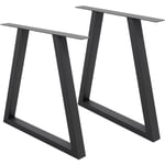 Set 2 Pieds de Table - 60 x 72 cm - Trapézoïdale - Gris foncé - en Acier Revêtu de Poudre - Pied de Meuble Banc - Support Profil Carré - Design