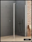 Paroi de Douche Italienne - 100 x 195 - SEPTIA CHROME - Retour Pivotant 34 cm - Chrome