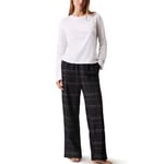 Calvin Klein Flannel Sleep LS Tee And Pant Set Vit/Svart polyamid Medium Dam