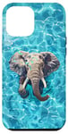 Coque pour iPhone 12 Pro Max Éléphant amusant dans l'eau de la piscine pour nager maman papa enfants