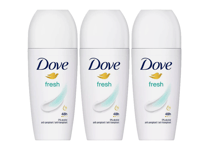 3x Dove Fresh Roll On Anti-Perspirant up to 48H of Sweat & Odour Protection 50ml