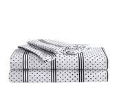 Betsey Johnson | Collection Dots & Stripes | Parure de lit en Microfibre Douce et Confortable, Lisse et Infroissable, Lavable en Machine pour Un Entretien Facile, lit jumeau, Gris