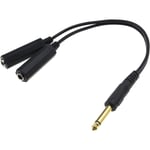 6,35 mm 1/4 tum Mono Hane till Dubbel Hon Jack Audio Adapter Splitter Kabel 30 cm Konverteringsförlängning Guldpläterad Kontakt