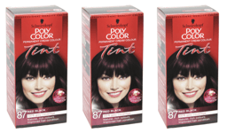 Schwarzkopf Poly Color Black Natural Cream Permanent Hair Dye Tint 87 Pack X 3