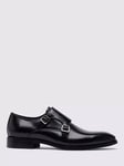 Moss John White Monkton Leather Double Monk Shoes, Black