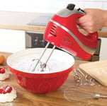 Quest Electric Hand Mixers / With Chrome Beaters,Dough Hooks & Balloon Whisk Red