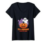 Womens I'm a Nightmare Dressed Like a Dream Halloween Ghost Design V-Neck T-Shirt