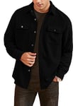 Elegancity Men's Corduroy Shirts Casual Long Sleeve Button Down Trucker Jacket Autumn Winter Coats with Pockets (Black, Small)