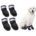 PROPLUMS Lot de 4 Bottes étanches pour Chien avec Bande réfléchissante et Semelles résistantes à l'usure Noir