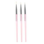 3st Nail Art Dotting Liner Pensel UV Gel Målning Penna Ritverktyg Set Strasshandtag (Rosa)