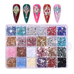 Glitter 3D Rhinestones AB Platt rygg Glänsande stenar Nail art Färgglada nagelstenar Crystal Strass Tillbehör Ordinary