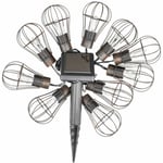 Guirlande lumineuse à led solaire de jardin 10 ampoules 5,5 cm HI Brun