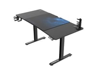 Ultradesk Level V2 Bureau d'ordinateur, Bureau de Jeu et Table de Travail avec réglage électrique de la Hauteur | Mémoire Interne pour 2 réglages | Tapis de Souris XXL, Patin Bleu, 140x68 cm