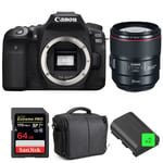 Canon EOS 90D + EF 85mm f/1.4L IS USM + SanDisk 64GB UHS-I SDXC 170 MB/s + 2 LP-E6N + Sac | Garantie 2 ans