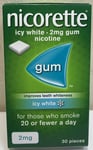 NICORETTE ICY WHITE 2mg GUM X 120 Pieces (4 packs X 30 pieces)