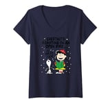 Womens Peanuts - Lucy Snoopy Christmas Carol V-Neck T-Shirt