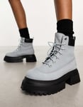 Timberland Womens sky 6 Inch chunky platform boots in grey nubuck leather - Size UK 7