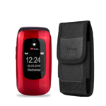 Bundle Offer - TTfone Lunar TT750 Red Flip Mobile Phone with Big Buttons & Prote