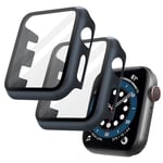 OFFCUP 2pcs PC Coque Compatible avec Apple Watch Serie 3 2, 38mm Protection Écran Case Ultra Mince Verre Trempé Bleu Nuit pour iWatch Series 3 2