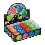 Relaxdays Balle rebondissante, Lot de 12, Clignotante, LED, Picots, diamètre : env. 6,5 cm, pour Enfant, Multicolore