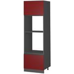 Vicco - Armoire micro-ondes R-Line, Rouge, 60 cm J-Shape