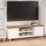 Dmora - Meuble TV Lomza, Buffet de salon, Armoire basse pour TV, Base murale de rangement, 155x40 h49 cm, Blanc