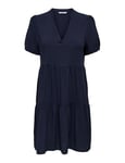 ONLY Onlnova Life S/S Thea Dress Solid Ptm Robe d'été, Bleu Nuit, M Femme