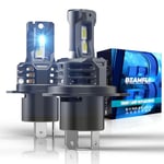 BEAMFLY Ampoule H4 LED 18000LM, HB2 9003 Lampes de Phares Voiture, Kit de Conversion Halogène 12V, 6000K Blanche Puissante