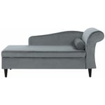 Chaise Longue Méridienne Côté Droit en Velours Gris Clair avec Rangement pour Salon au Style Glamour Beliani