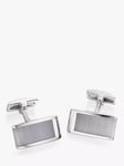 Hoxton London Cats Eye Curved Rectangle Cufflinks, Silver/Grey