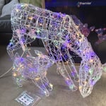 Multi LED Indoor Outdoor Soft Acrylic Baby & Big Reindeer - Christmas Xmas NEW