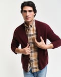 GANT - Cardigan i ull med knapper til herre burgundy mel