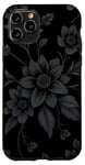 Coque pour iPhone 11 Pro Esthétique florale noire pour les amateurs de motifs élégants