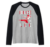 Bruce Lee Flying Kick Shadowed Face Shot Raglan Baseball Tee