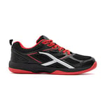 HUNDRED Xoom Non-Marking Professional Badminton Shoes for Men | Material: Faux Leather | Suitable for Indoor Tennis, Squash, Table Tennis, Basketball & Padel (Black/Red, Size: EU 43, UK 9, US 10)