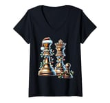 Womens Chess Player Christmas Hat Xmas V-Neck T-Shirt